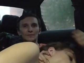 Awesome blowjob in a car in a busy parking lot